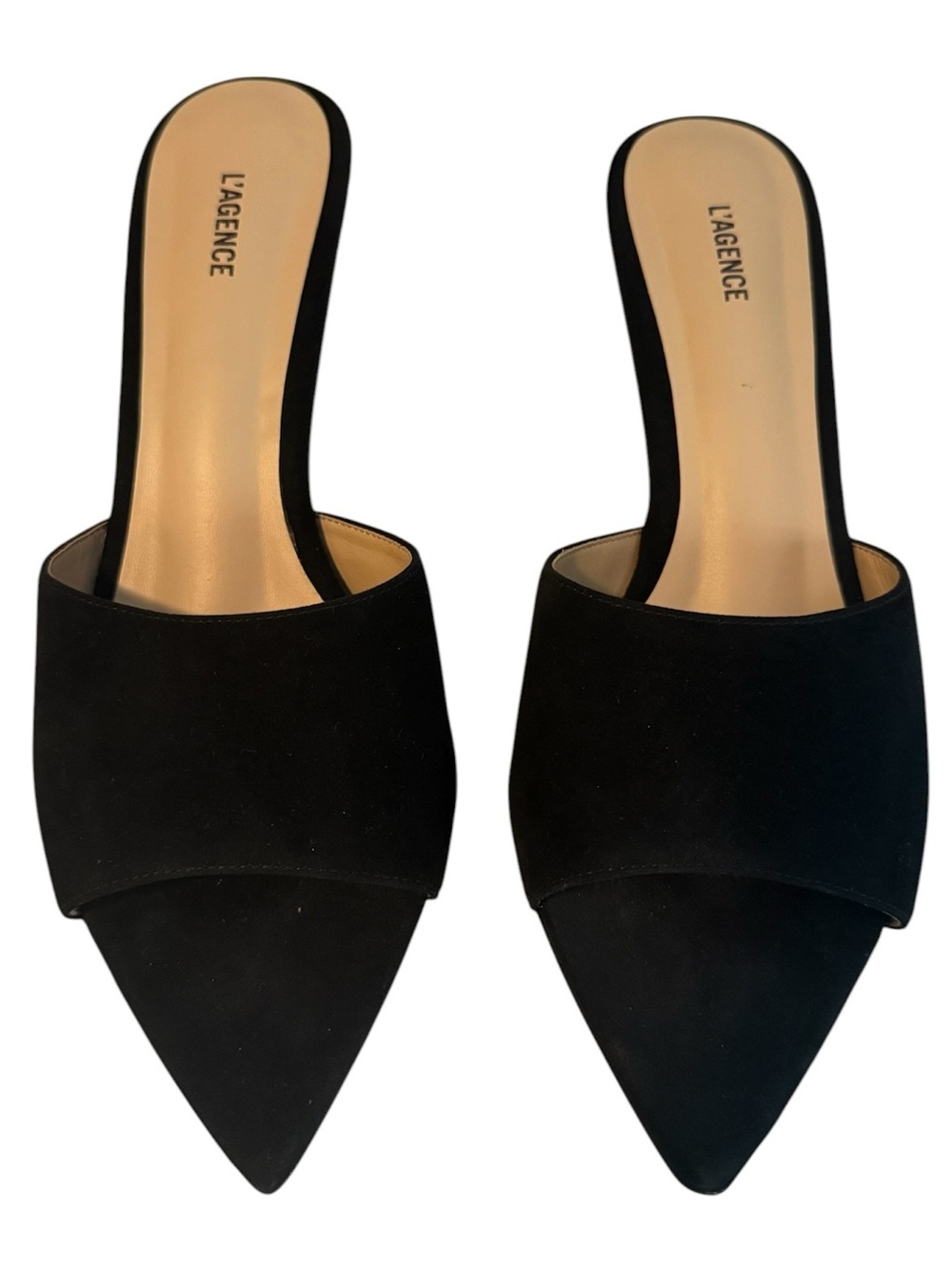 NIB L'AGENCE Lolita V Heeled Sandals in Black Suede Size 9 - Picture 2 of 7